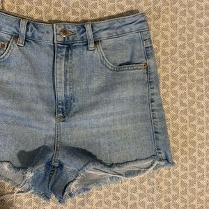 Topshop High Waist Denim Moto Mom Cutoff shorts